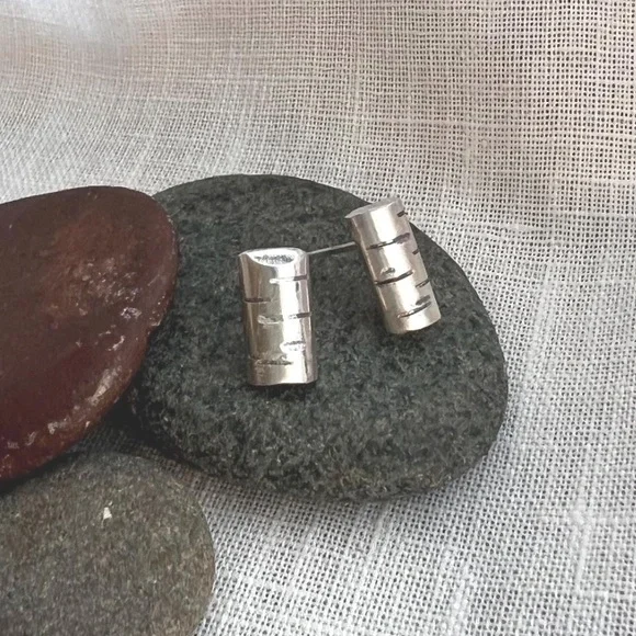 Sterling Silver Birch Bark Tree Earrings - Picture 1 of 3